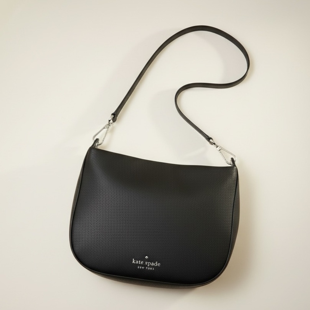 Kate Spade Black Pebbled Leather Shoulder Bag NWOT Quiet Luxury Hobo - Picture 6 of 17